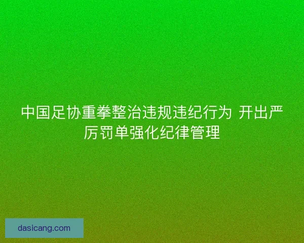 中国足协重拳整治违规违纪行为 开出严厉罚单强化纪律管理 中国足协重拳整治违规违纪行为 开出严厉罚单强化纪律管理