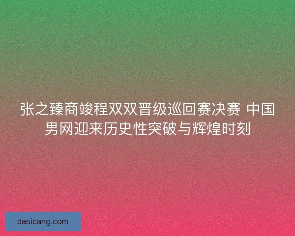 张之臻商竣程双双晋级巡回赛决赛 中国男网迎来历史性突破与辉煌时刻