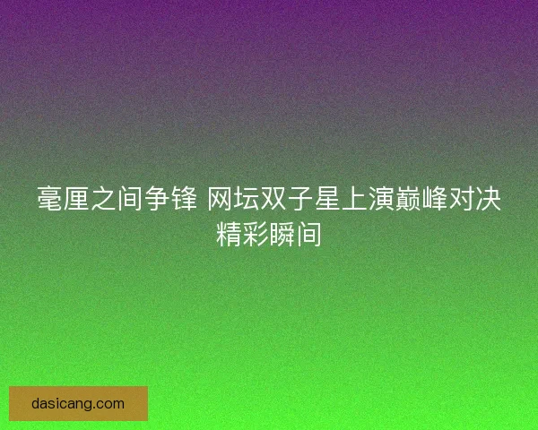 毫厘之间争锋 网坛双子星上演巅峰对决精彩瞬间