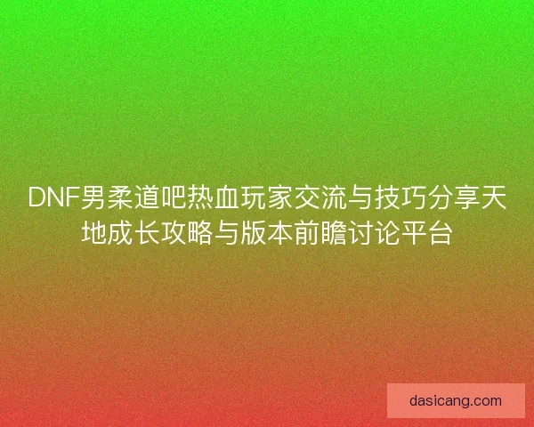 DNF男柔道吧热血玩家交流与技巧分享天地成长攻略与版本前瞻讨论平台